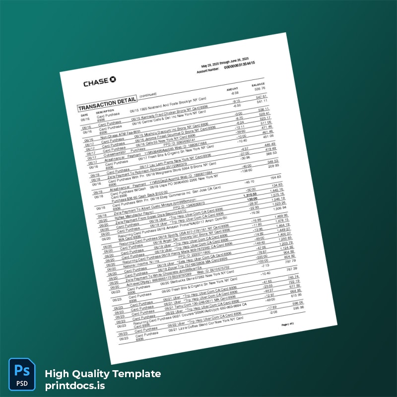 Bank Statement 3 Template in Word and PDF formats page 6