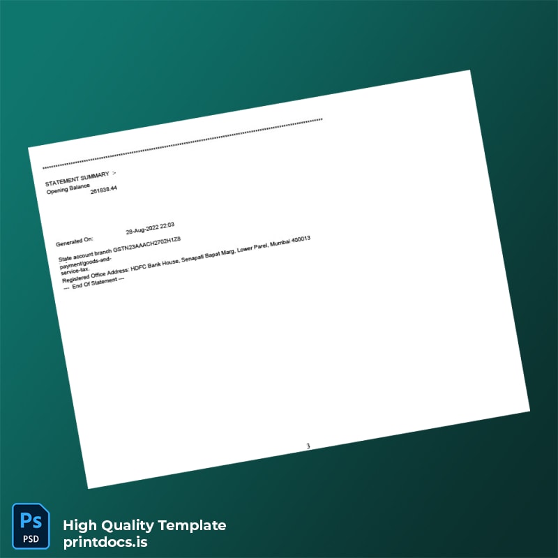 Bank Statement August-Imp Template in Word and PDF formats page 3