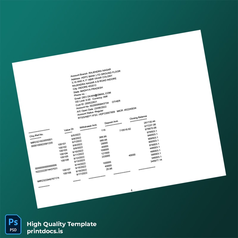Bank Statement August-Imp Template in Word and PDF formats page 4