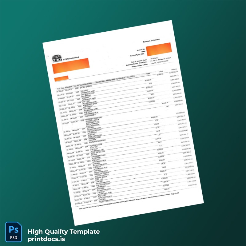 Bank Statement Sample - B Template in Word and PDF formats page 4