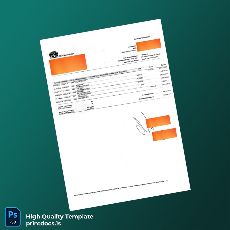 Bank Statement Sample - B Template in Word and PDF formats page 5