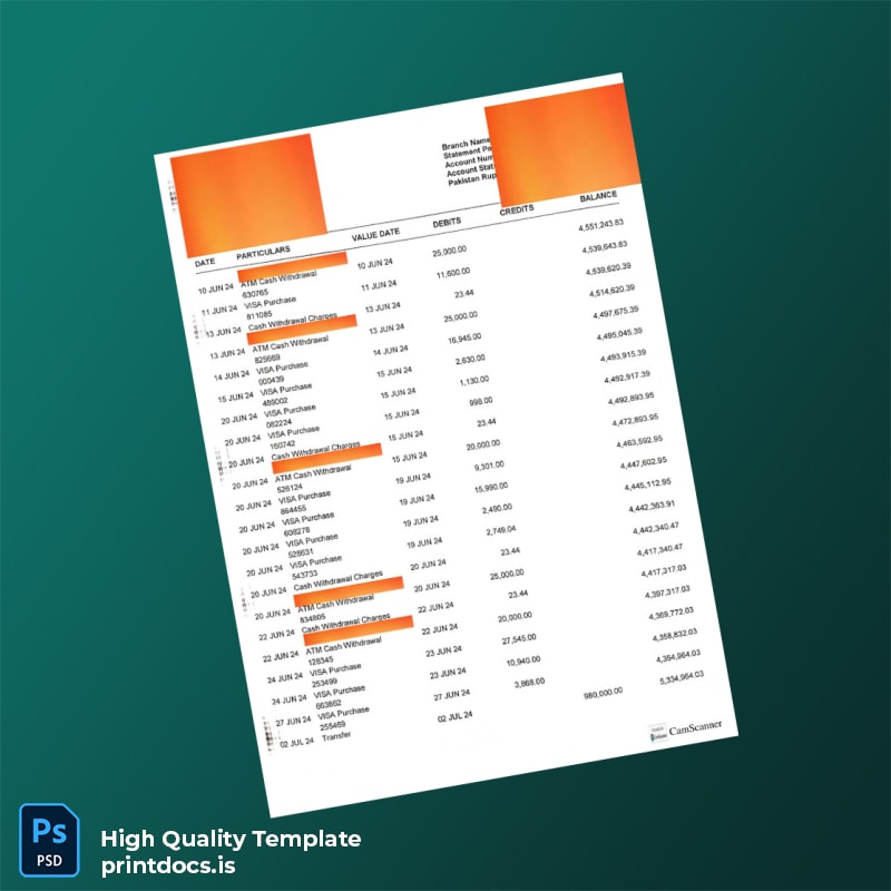 Bank Statement Sample - D Template in Word and PDF formats page 3
