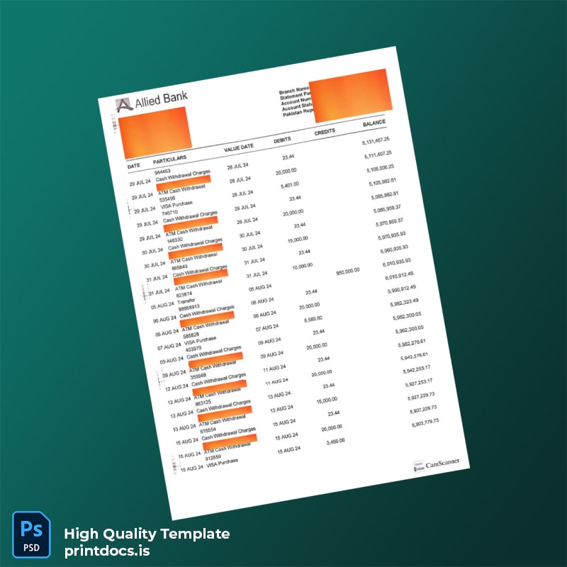 Bank Statement Sample - D Template in Word and PDF formats page 5