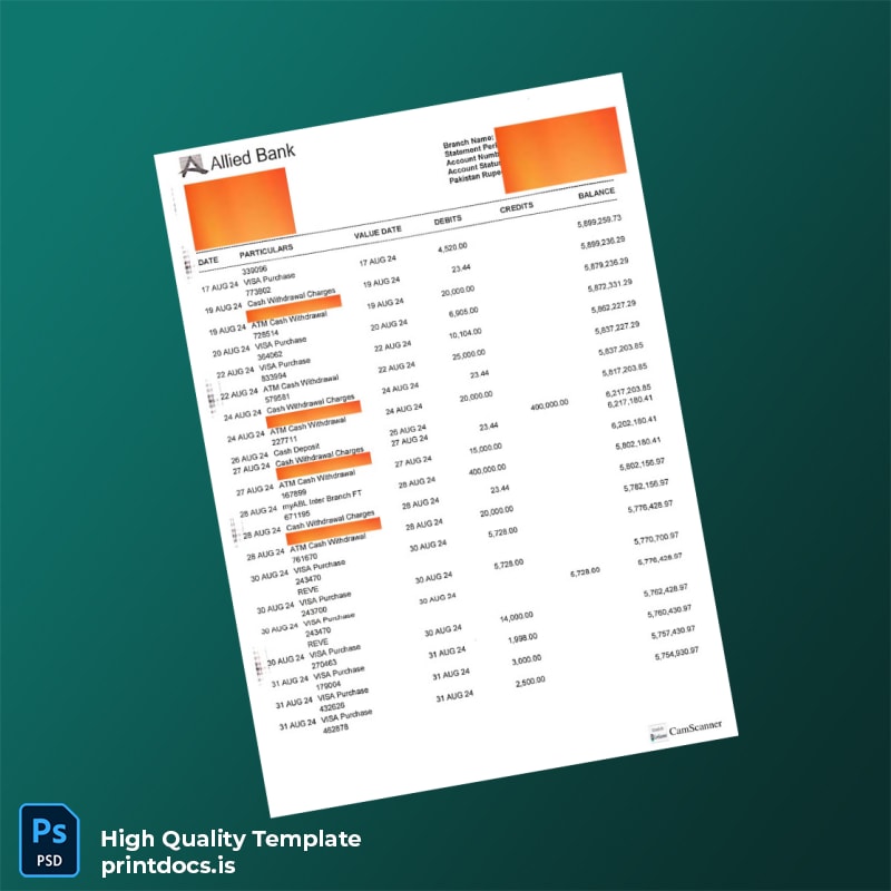 Bank Statement Sample - D Template in Word and PDF formats page 6