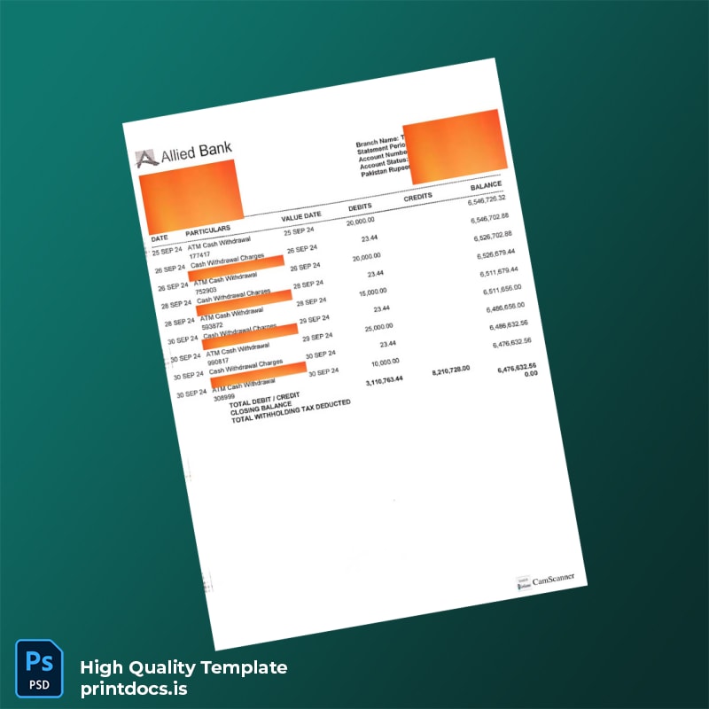 Bank Statement Sample - D Template in Word and PDF formats page 8