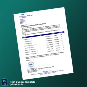 Printable Bermuda Princess Cruise Lines Employment Verification Letter Template (Word & PDF) Image Preview - PrintDocs