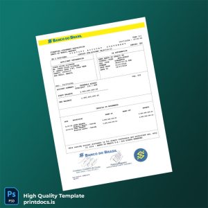 Brazil Banco do Brasil Bank Statement Template in Word and PDF formats