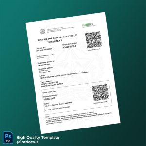 Printable Brazil Chainsaw Carrying License Registration Certificate Template (Word & PDF) Image Preview - PrintDocs