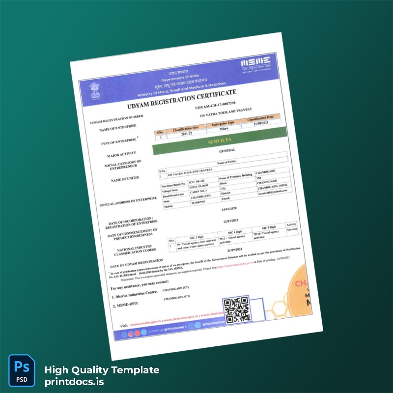 Printable Business Registration Certificate Template (Word & PDF) Image Preview - PrintDocs