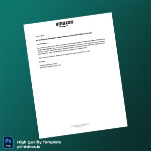 Printable Canada AMZN CAN Fulfillment Svcs Employment Verification Letter Template (Word & PDF) Image Preview - PrintDocs