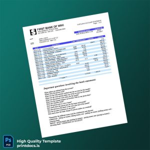 Canada Bank Statement Template in Word and PDF formats