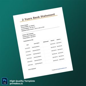 Canada Bank of Canada Bank Statement Template in Word and PDF formats
