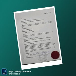 Printable Canada Bhupinder Singh Employment Verification Letter Template (Word & PDF) Image Preview - PrintDocs