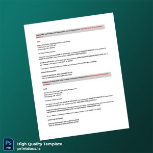 Printable Canada Board of Canadian Registered Safety Professionals Employment Verification Letter Template (Word & PDF) Image Preview - PrintDocs