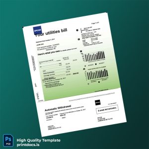 Canada EPCOR Editable Utility Bill Template in Word and PDF formats