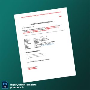 Printable Canada Employment Verification Letter Template (Word & PDF) Image Preview - PrintDocs