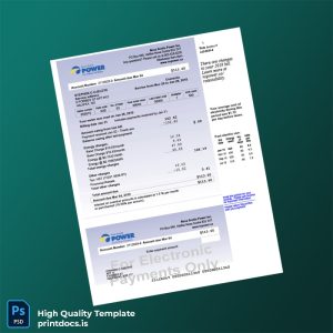 Canada Nova Scotia Power Inc Editable Electricity Bill Template in Word and PDF formats