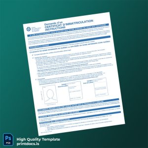 Printable Canada Registration Certificate Template (Word & PDF) Image Preview - PrintDocs