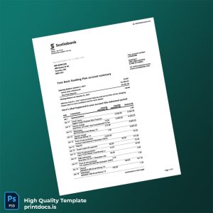 Canada Scotiabank Bank Statement Template in Word and PDF formats