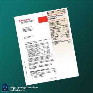 Canada Scotiabank Credit Card Statement Template in Word and PDF formats