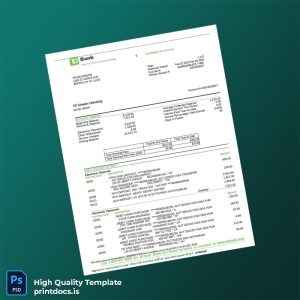 Canada TD Bank Statement Template in Word and PDF formats