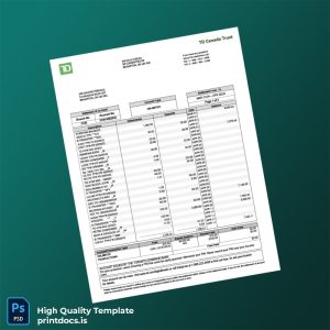 Canada TD Canada Trust Bank Statement Template in Word and PDF formats