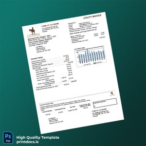 Canada Town Of Cochrane Editable Water Bill Template in Word and PDF formats