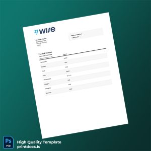 Canada Wise Bank Statement Template in Word and PDF formats