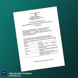 Printable Colombia Municipality of Consacá Project Bank Registration Certificate Template (Word & PDF) Image Preview - PrintDocs