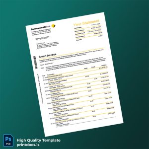 Commonwealth Bank Statement Template in Word and PDF formats