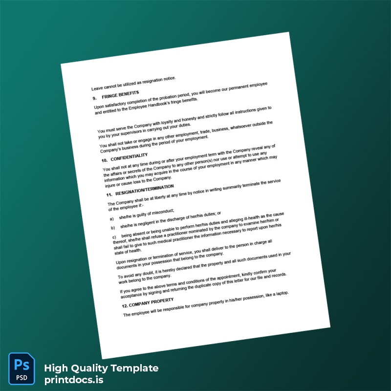 Printable Custom Letter of Appointment Employment Verification Letter Template in Word and PDF formats page 3 Image Preview - PrintDocs