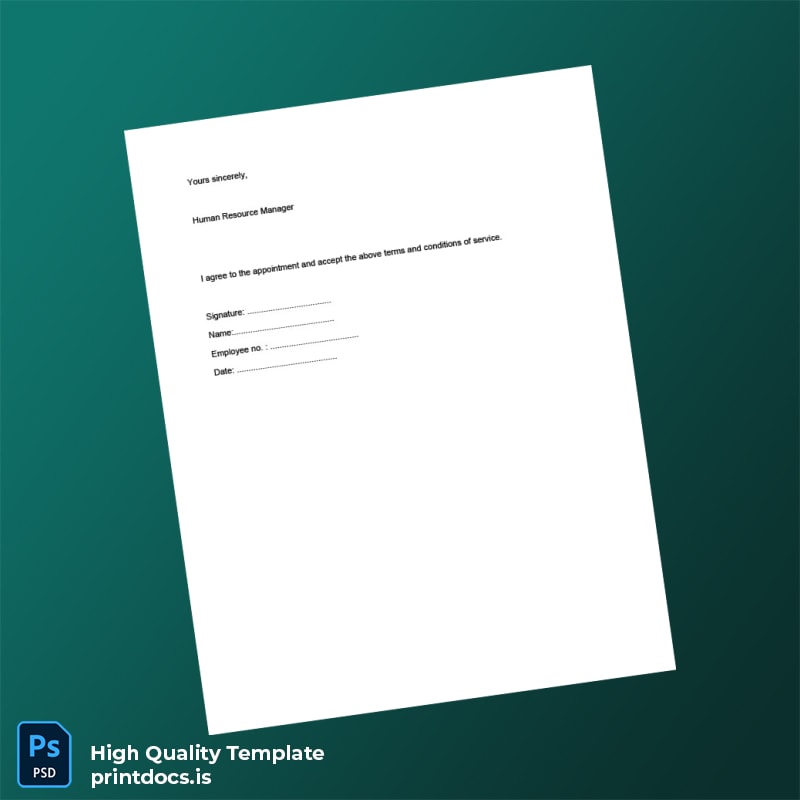 Printable Custom Letter of Appointment Employment Verification Letter Template in Word and PDF formats page 4 Image Preview - PrintDocs