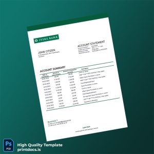 Denmark Jyske Bank Credit Card Statement Template in Word and PDF formats