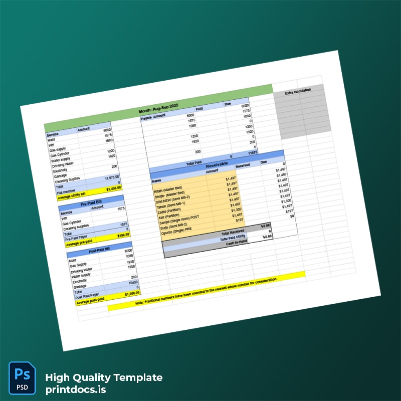Desso Editable Utility Bill Template in Word and PDF formats
