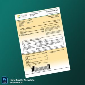 Edison Editable Electricity Bill Template in Word and PDF formats