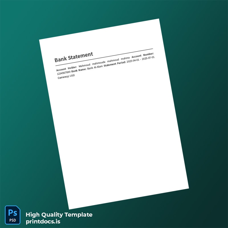 Editable Bank Statement Template in Word and PDF formats
