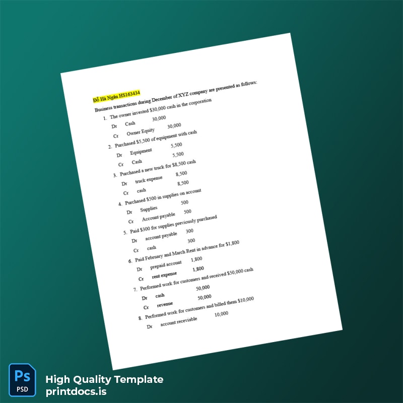 Editable Business Journal Entries Guide Template in Word and PDF formats