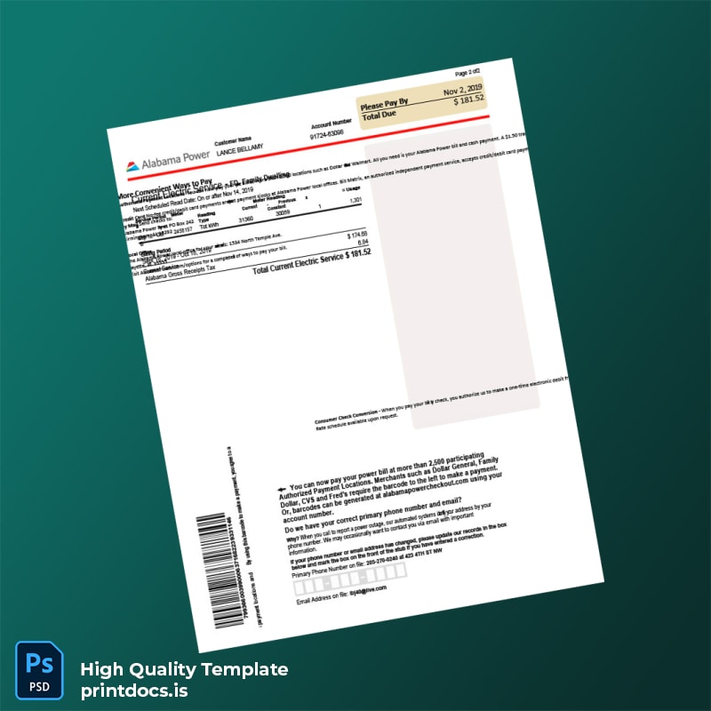 Editable Electricity Bill Template in Word and PDF formats page 3