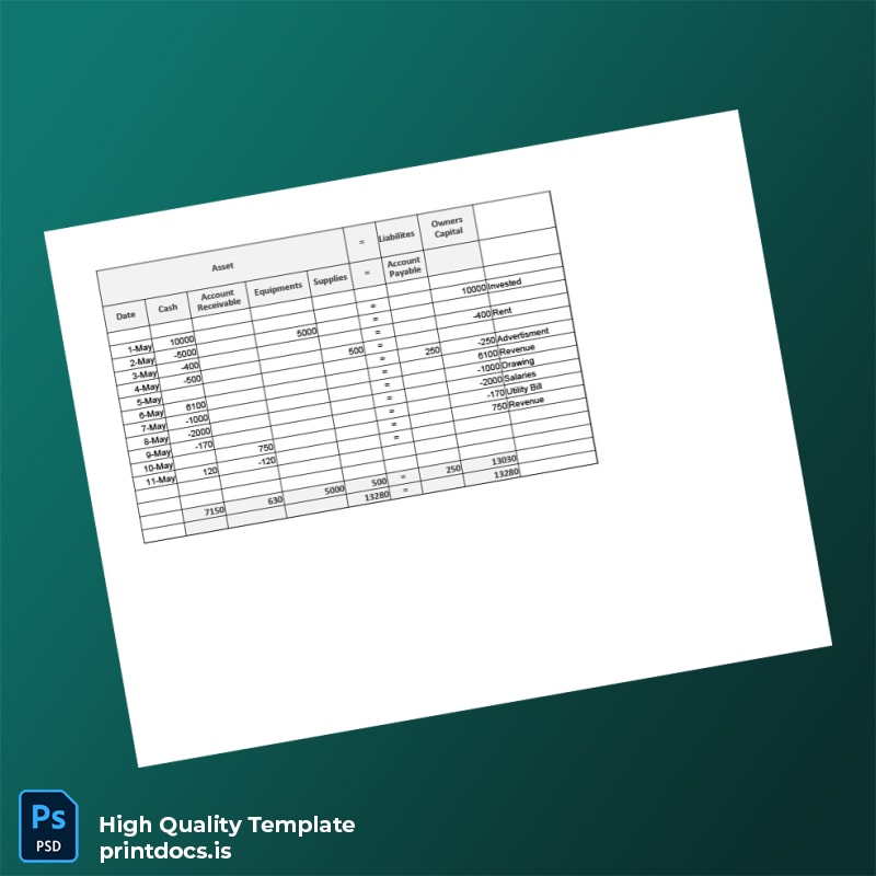 Editable Financial Ledger Template in Word and PDF formats