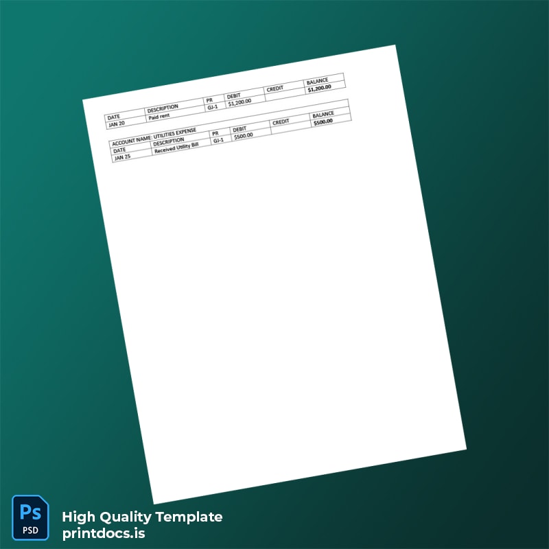 Editable General Ledger Template in Word and PDF formats page 2