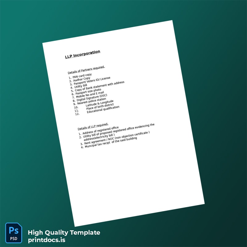 Editable LLP Ion Requirements Template in Word and PDF formats