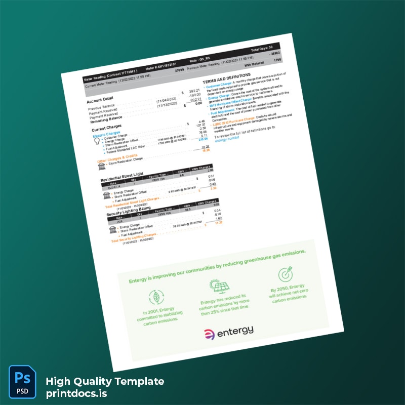 Editable Utility Bill Template in Word and PDF formats page 2