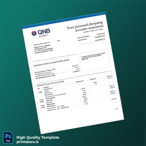 Egypt QNB Al Ahli Account Statement Template in Word and PDF formats