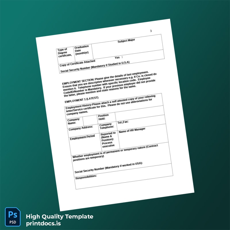 Printable Employee Verification Form Template in Word and PDF formats page 3 Image Preview - PrintDocs