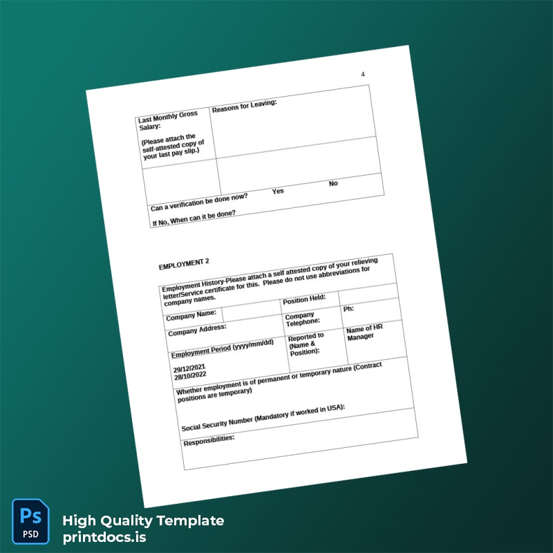 Printable Employee Verification Form Template in Word and PDF formats page 4 Image Preview - PrintDocs