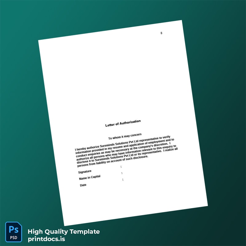 Printable Employee Verification Form Template in Word and PDF formats page 8 Image Preview - PrintDocs