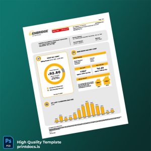 Enbridge Gas Inc Editable Electricity Bill Template in Word and PDF formats