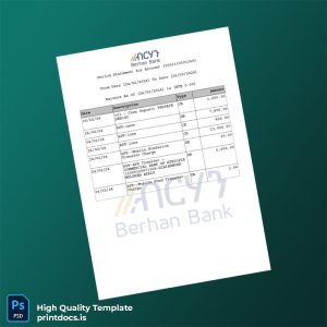 Ethiopia Berhan Bank Statement Template in Word and PDF formats