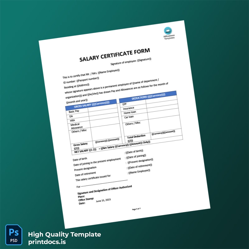 Printable Experience Certificate Template in Word and PDF formats page 5 Image Preview - PrintDocs