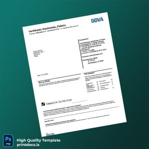 Finland BBVA Bank Statement Template in Word and PDF formats